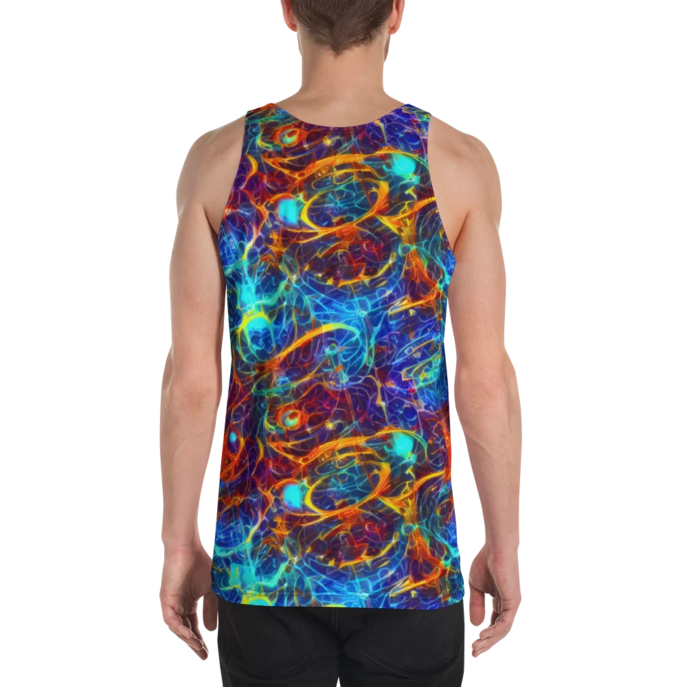 Blue Fire Matrix on Men's Tank Top — Back