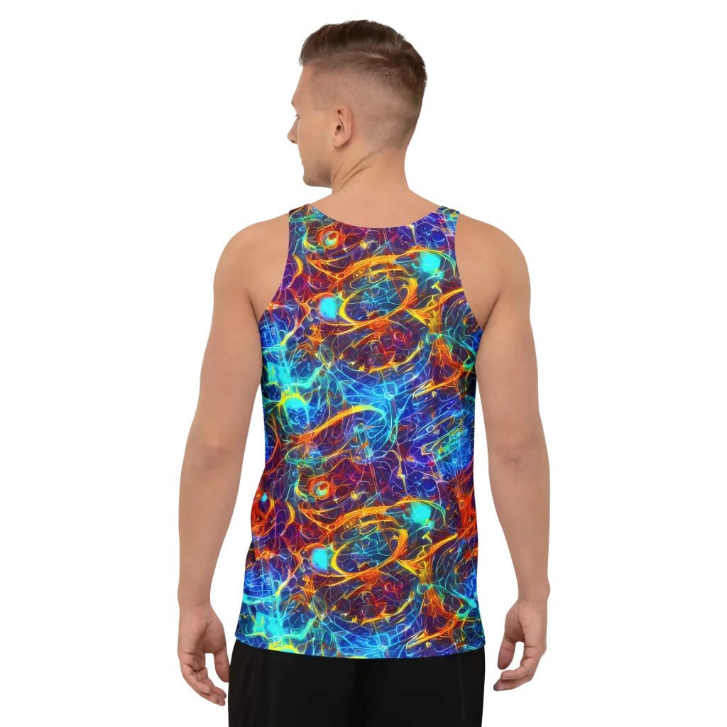 Blue Fire Matrix on Men's Tank Top — Back