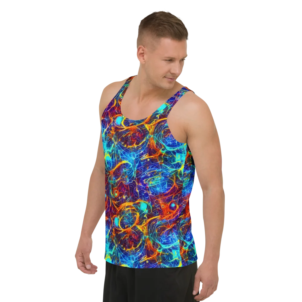 Blue Fire Matrix on Men's Tank Top — Left Front