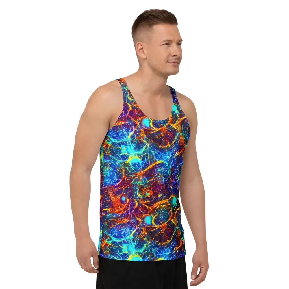 Blue Fire Matrix on Men's Tank Top — Right Front