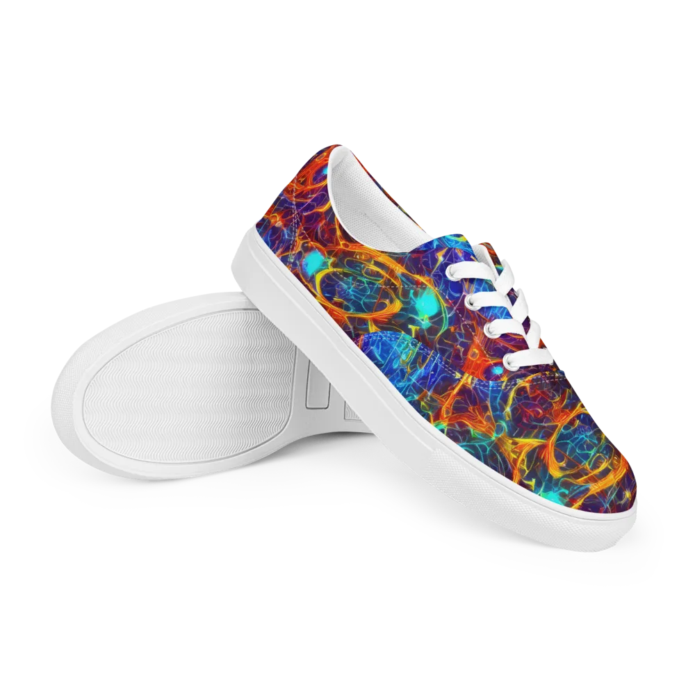 Blue Fire Matrix on Men's Lace-Up Canvas Shoes — Right Front