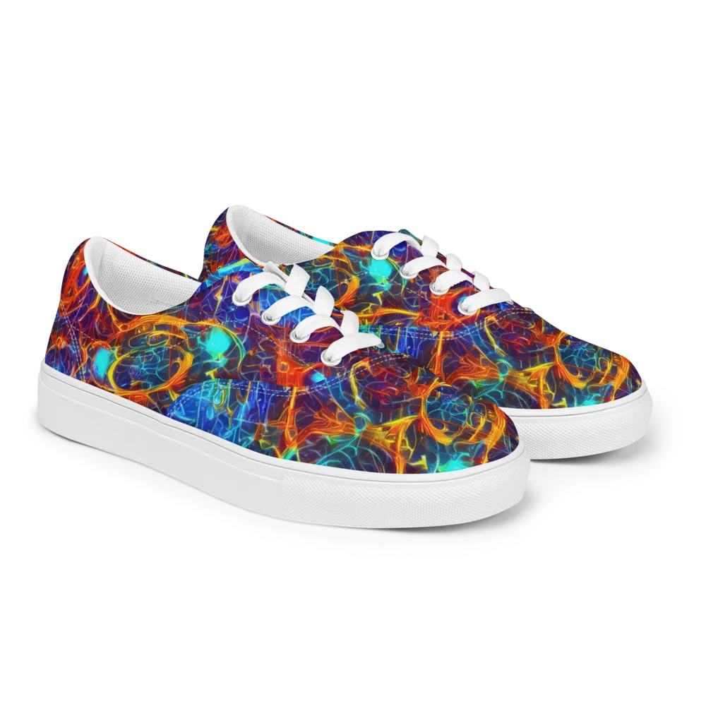 Blue Fire Matrix on Men's Lace-Up Canvas Shoes — Right Front