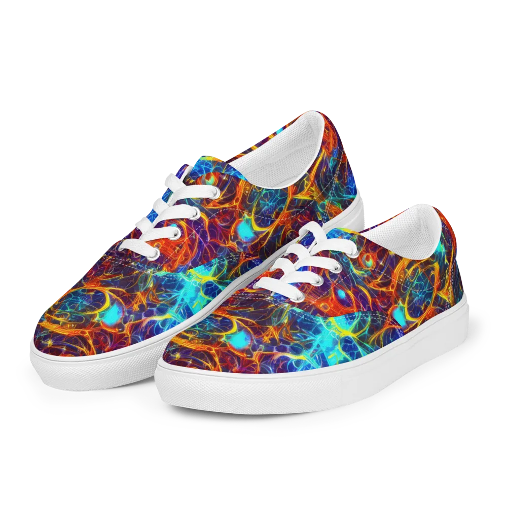 Blue Fire Matrix on Men's Lace-Up Canvas Shoes — Left Front