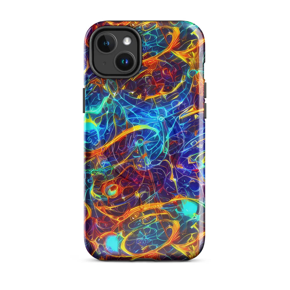 Blue Fire Matrix on MagSafe Tough Case for iPhone® — Front