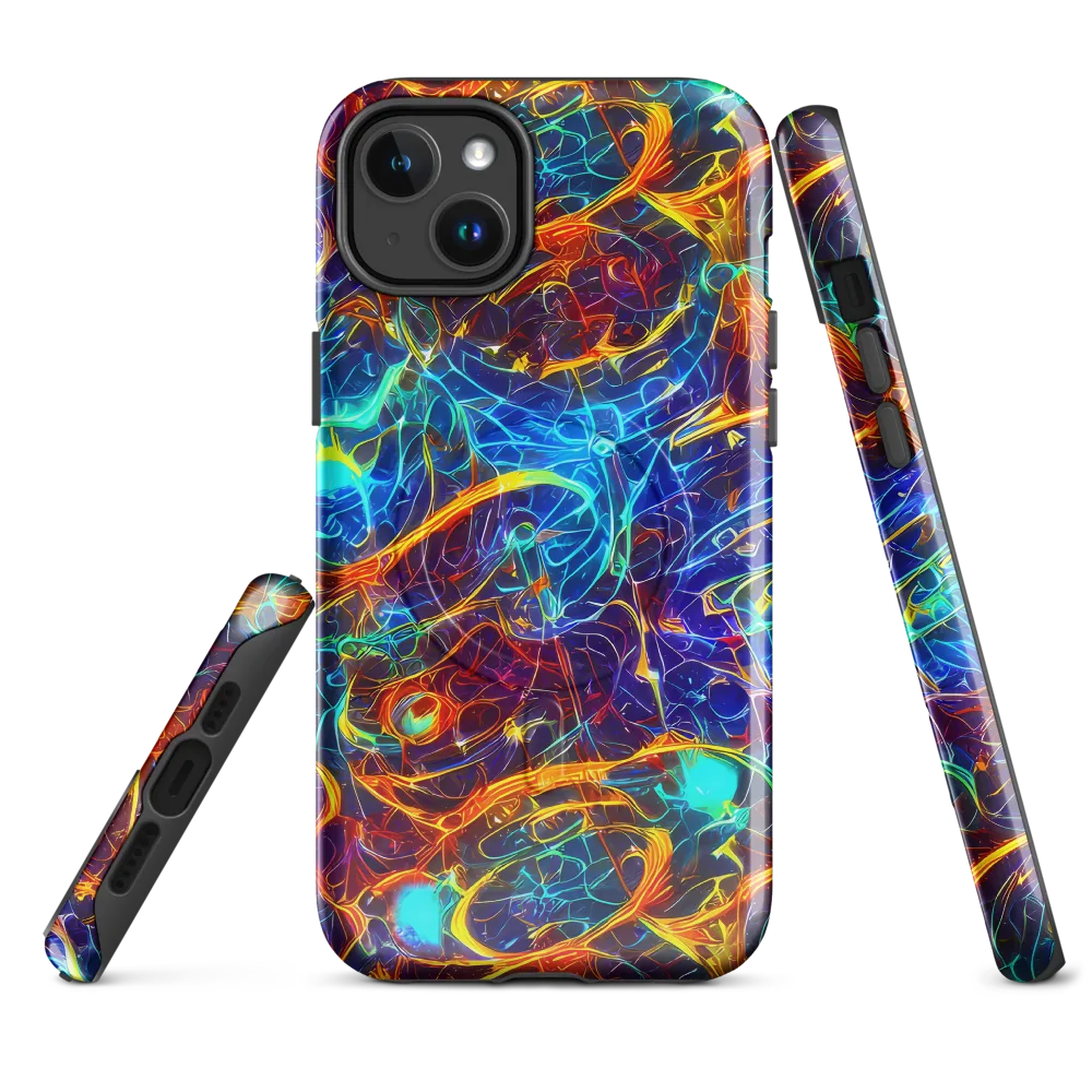 Blue Fire Matrix on MagSafe Tough Case for iPhone® — Front