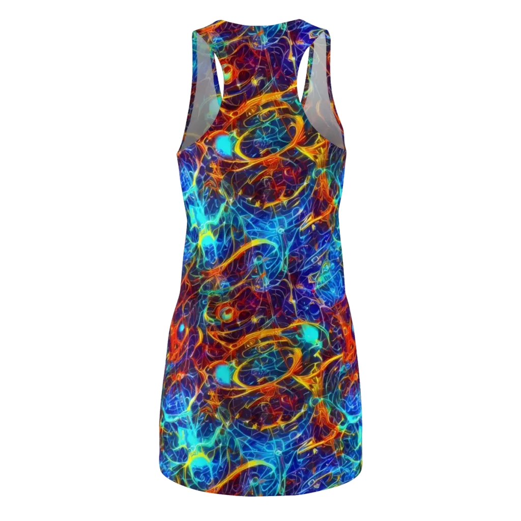Blue Fire Matrix on Racerback Dress — Back