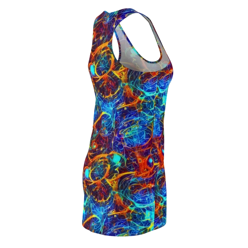 Blue Fire Matrix on Racerback Dress — Back Side