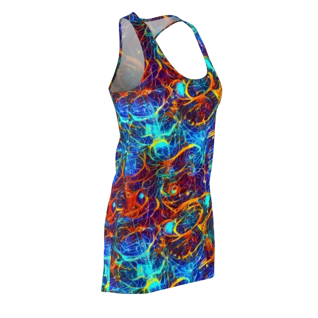 Blue Fire Matrix on Racerback Dress — Front Side