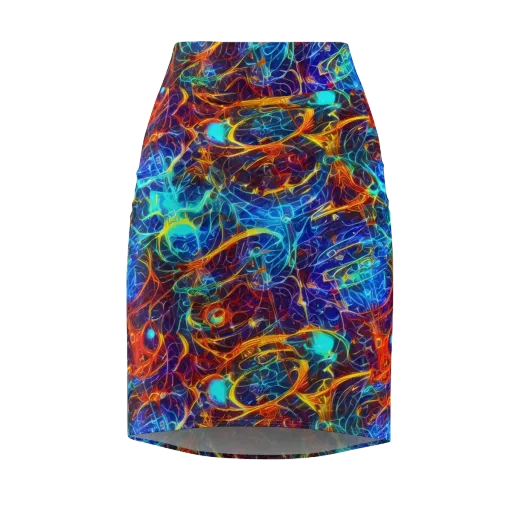 Blue Fire Matrix on a Pencil Skirt