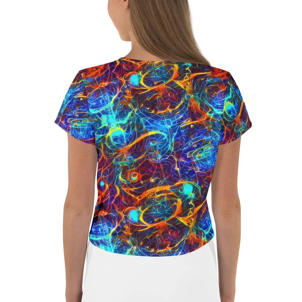 Blue Fire Matrix on Crop Tee — Back