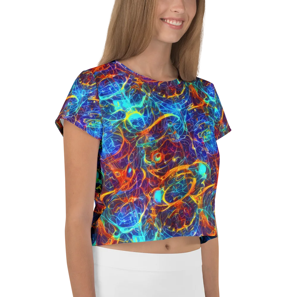 Blue Fire Matrix on Crop Tee — Right