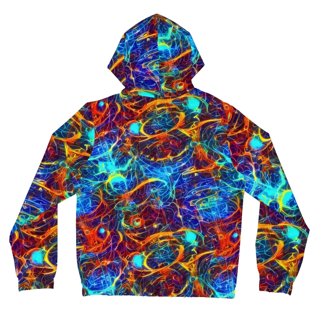 Blue Fire Matrix on Women's Full-Zip Hoodie — Back