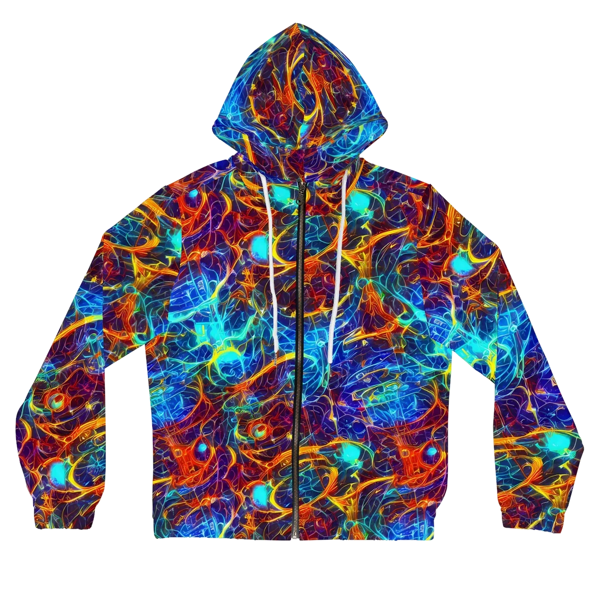 Blue Fire Matrix on Women's Full-Zip Hoodie — Front