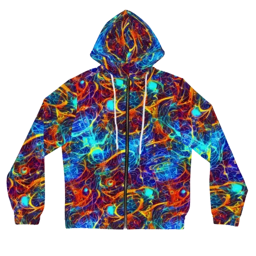 Blue Fire Matrix on a Women's Full-Zip Hoodie