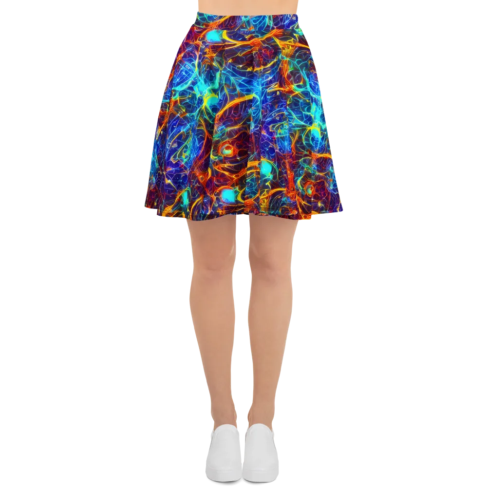 Blue Fire Matrix on Skater Skirt — Front