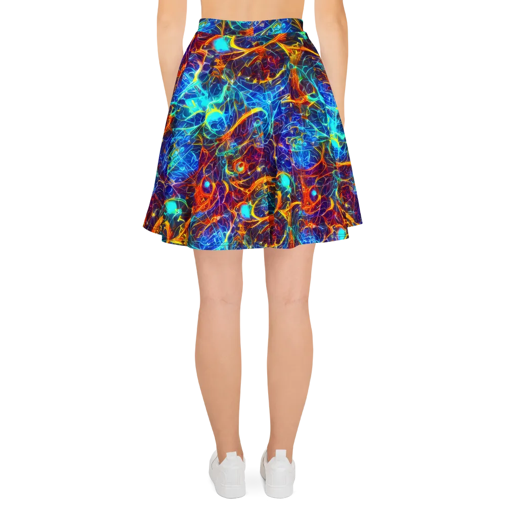 Blue Fire Matrix on Skater Skirt — Back