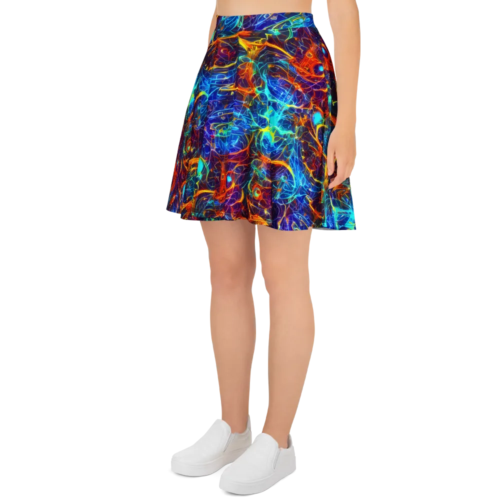 Blue Fire Matrix on Skater Skirt — Left
