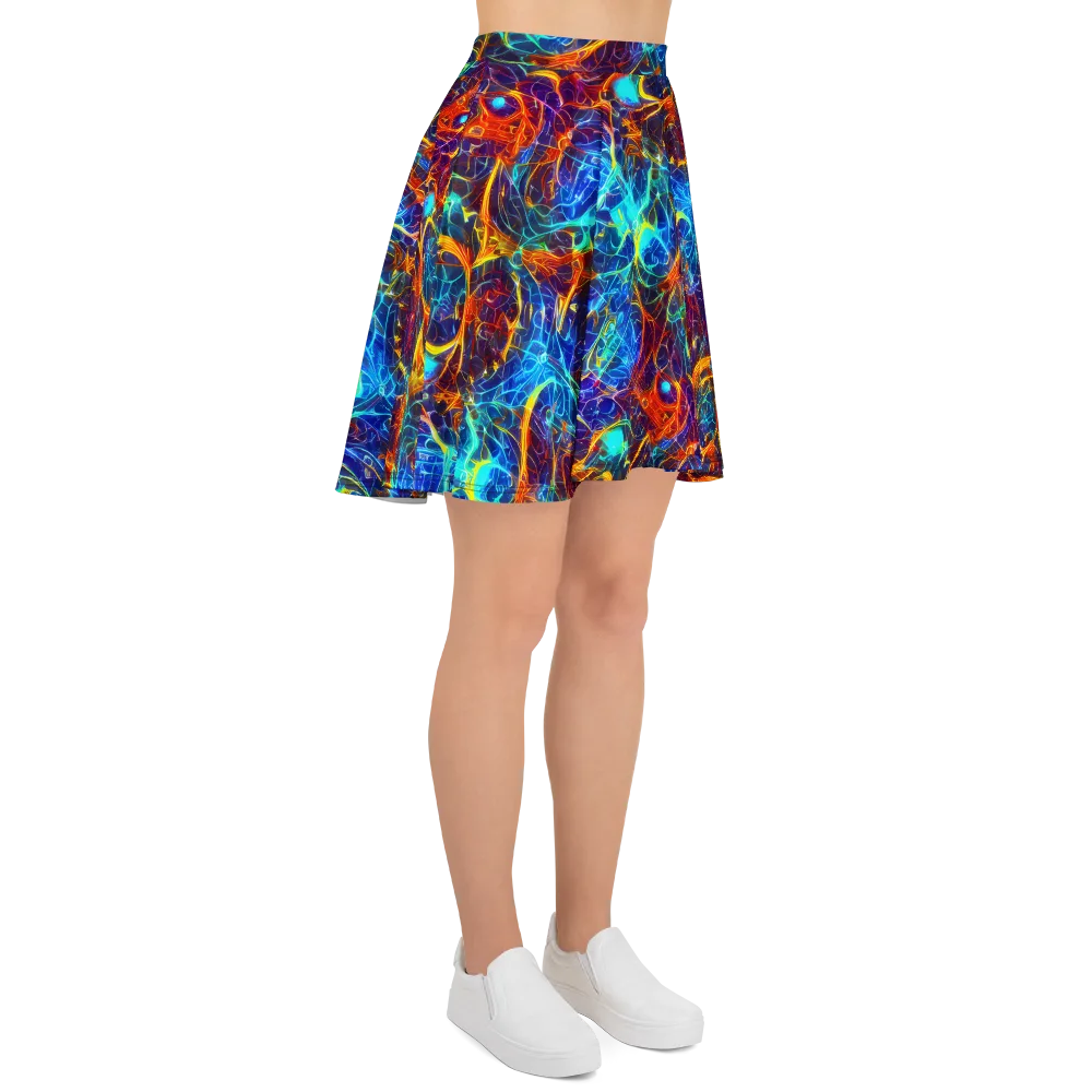 Blue Fire Matrix on Skater Skirt — Right