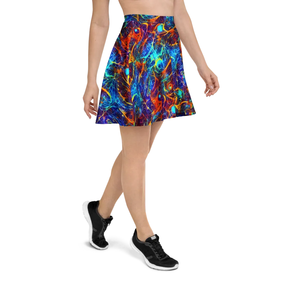 Blue Fire Matrix on Skater Skirt — Right