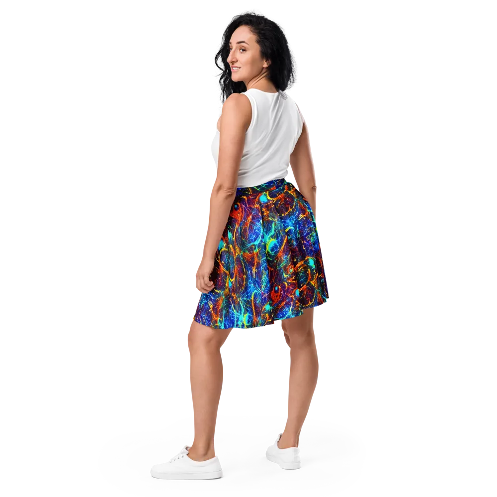 Blue Fire Matrix on Skater Skirt — Back