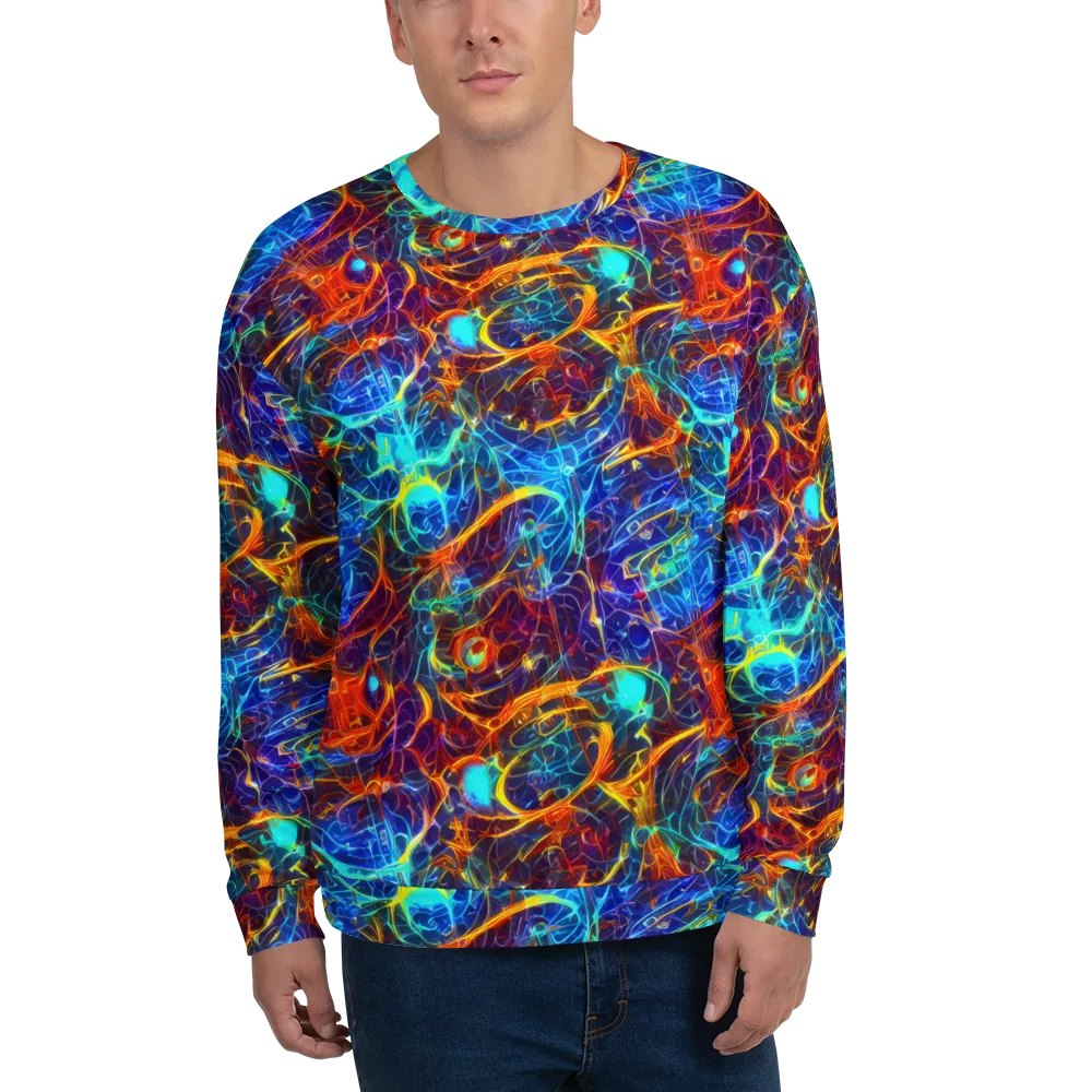 Blue Fire Matrix on Sweatshirt — Front