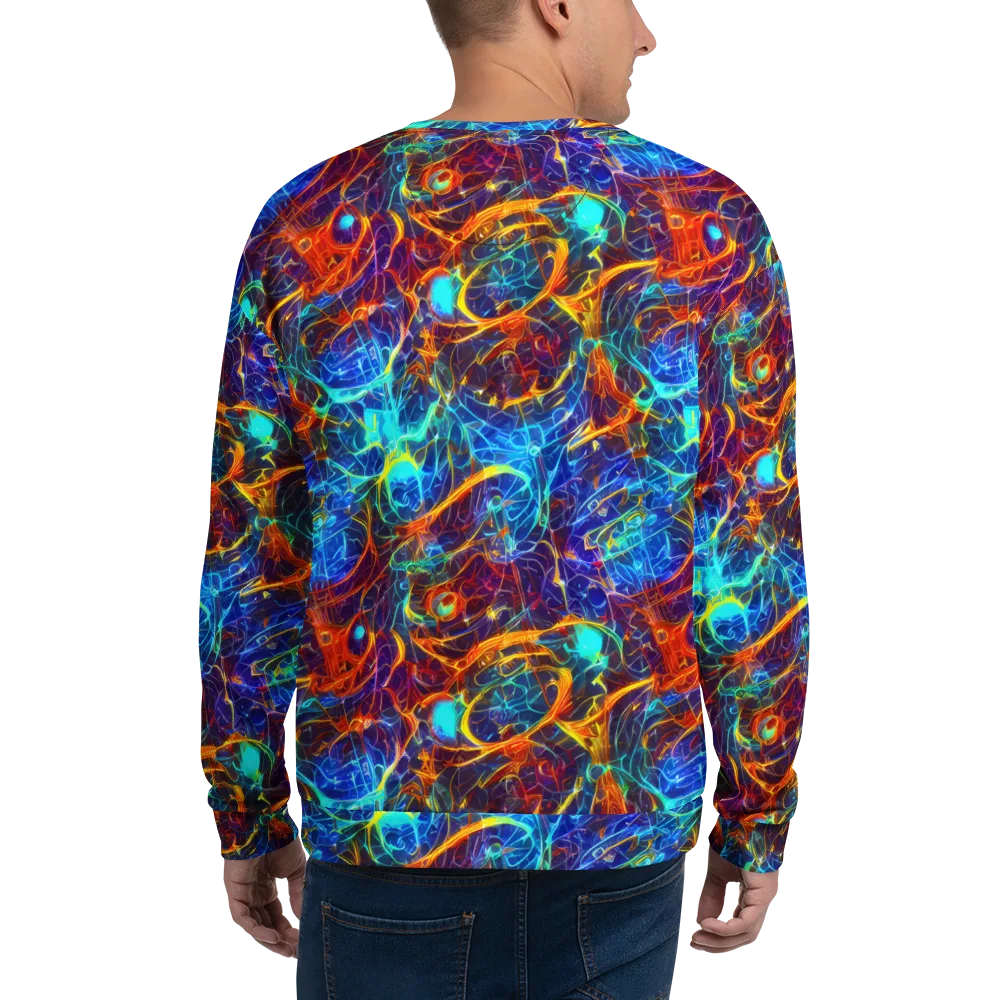 Blue Fire Matrix on Sweatshirt — Back