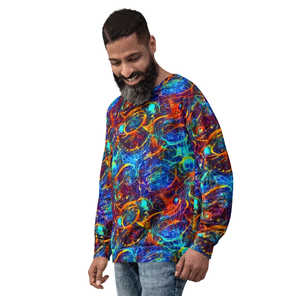 Blue Fire Matrix on Sweatshirt — Left Front