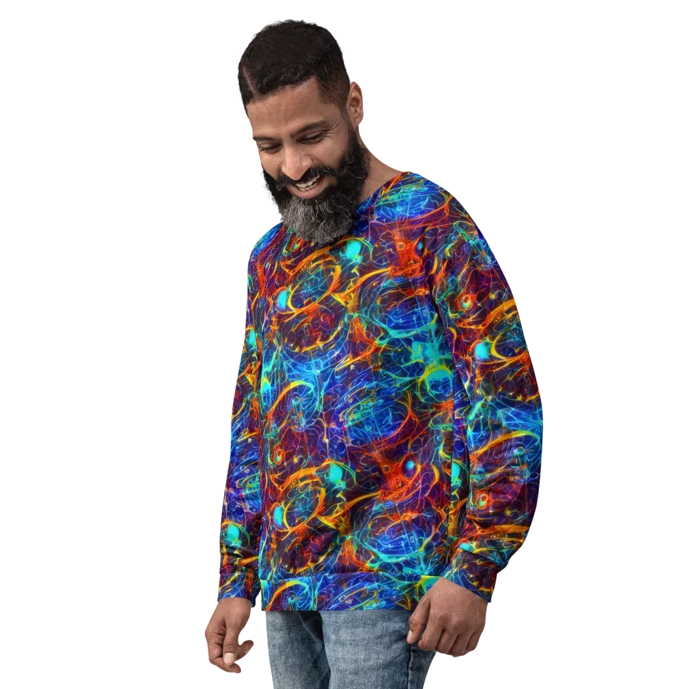 Blue Fire Matrix on Sweatshirt — Left Front