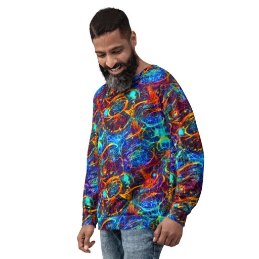 Blue Fire Matrix on a Sweatshirt