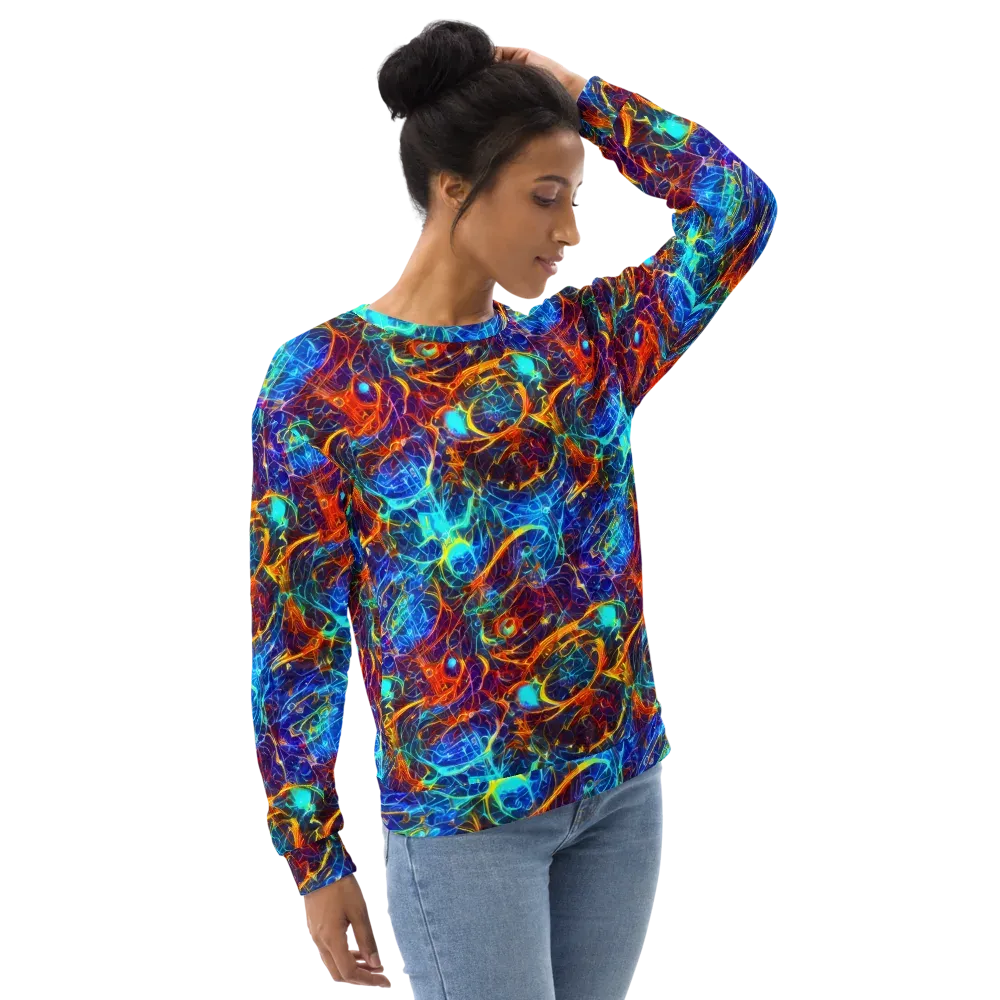 Blue Fire Matrix on Sweatshirt — Right Front
