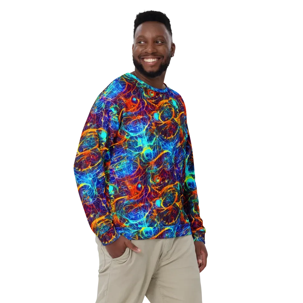 Blue Fire Matrix on Sweatshirt — Front