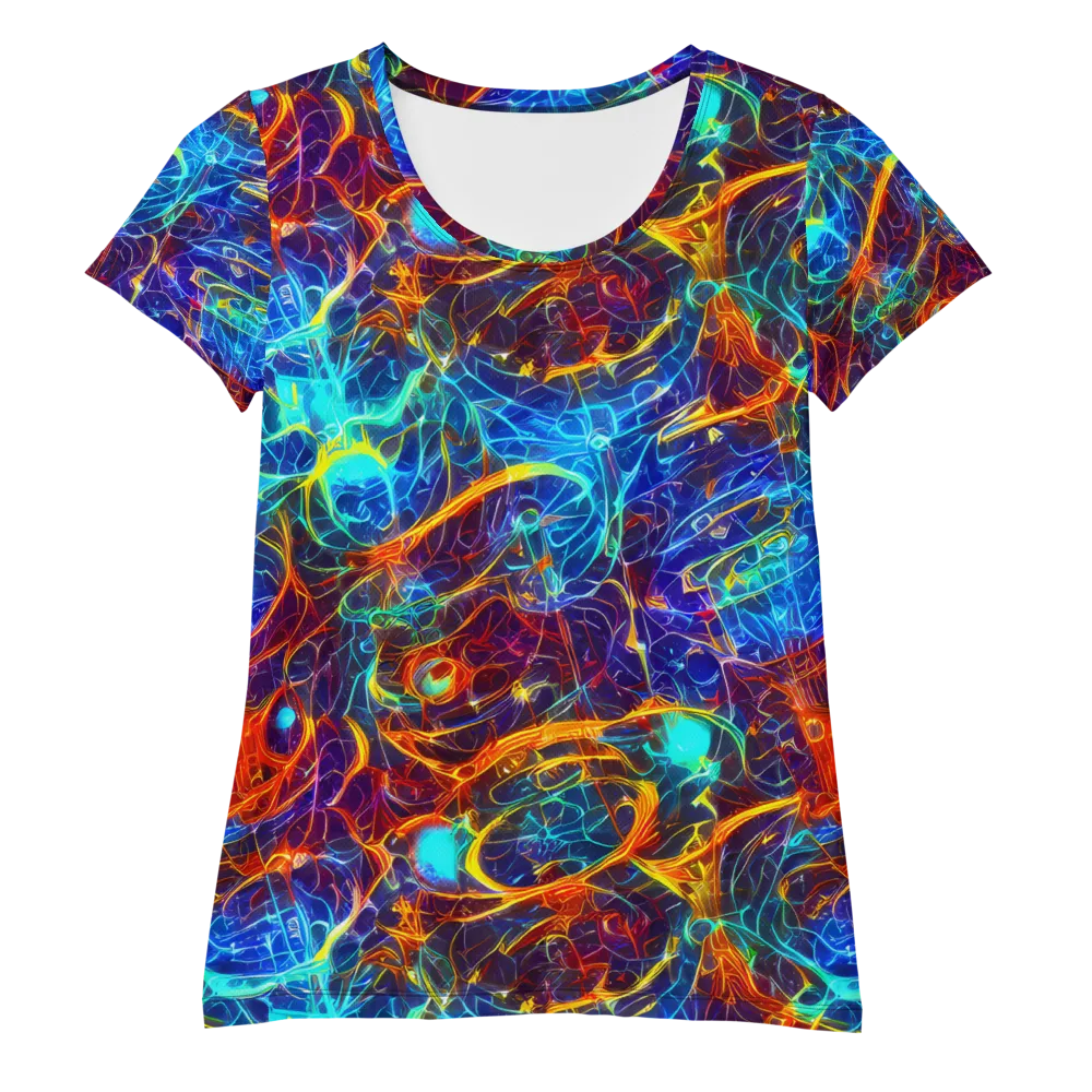 Blue Fire Matrix on Women's Athletic T-Shirt — Front