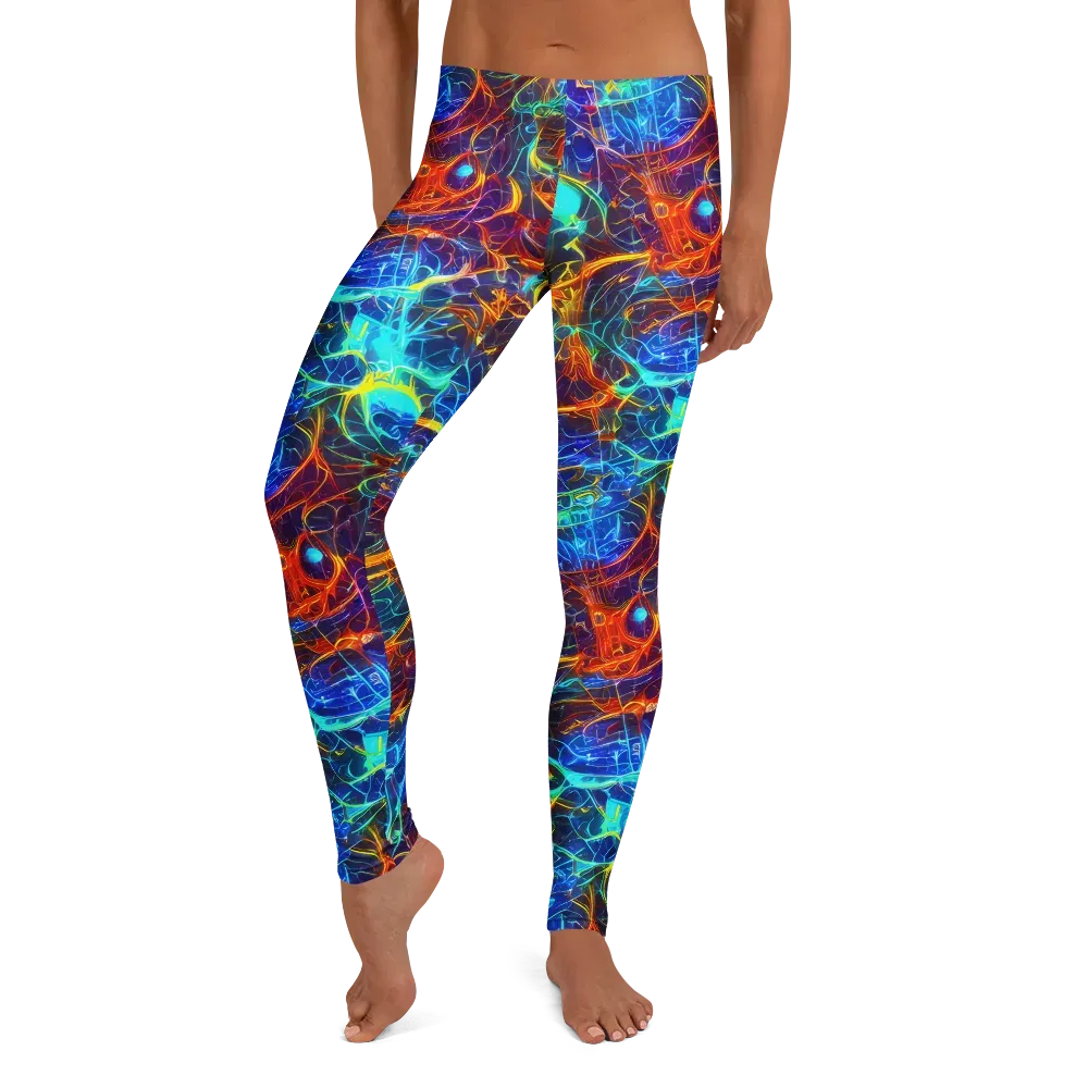 Blue Fire Matrix on Leggings — Front