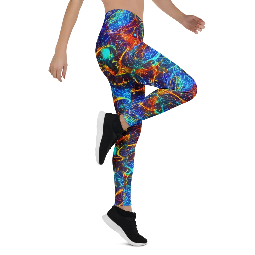Blue Fire Matrix on Leggings — Right