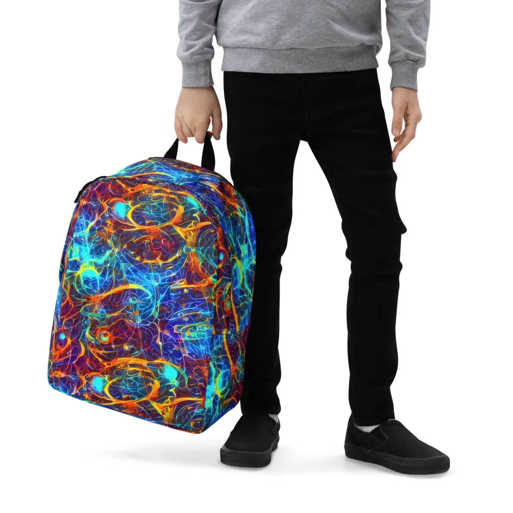 Blue Fire Matrix on Minimalist Backpack — Zoomed-in