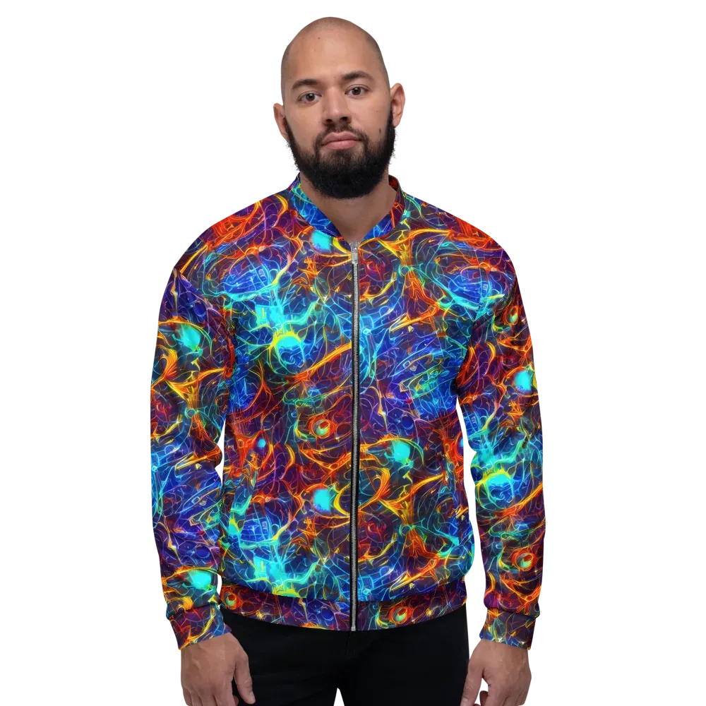 Blue Fire Matrix on Bomber Jacket — Front