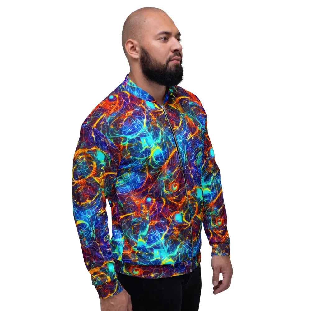 Blue Fire Matrix on Bomber Jacket — Right