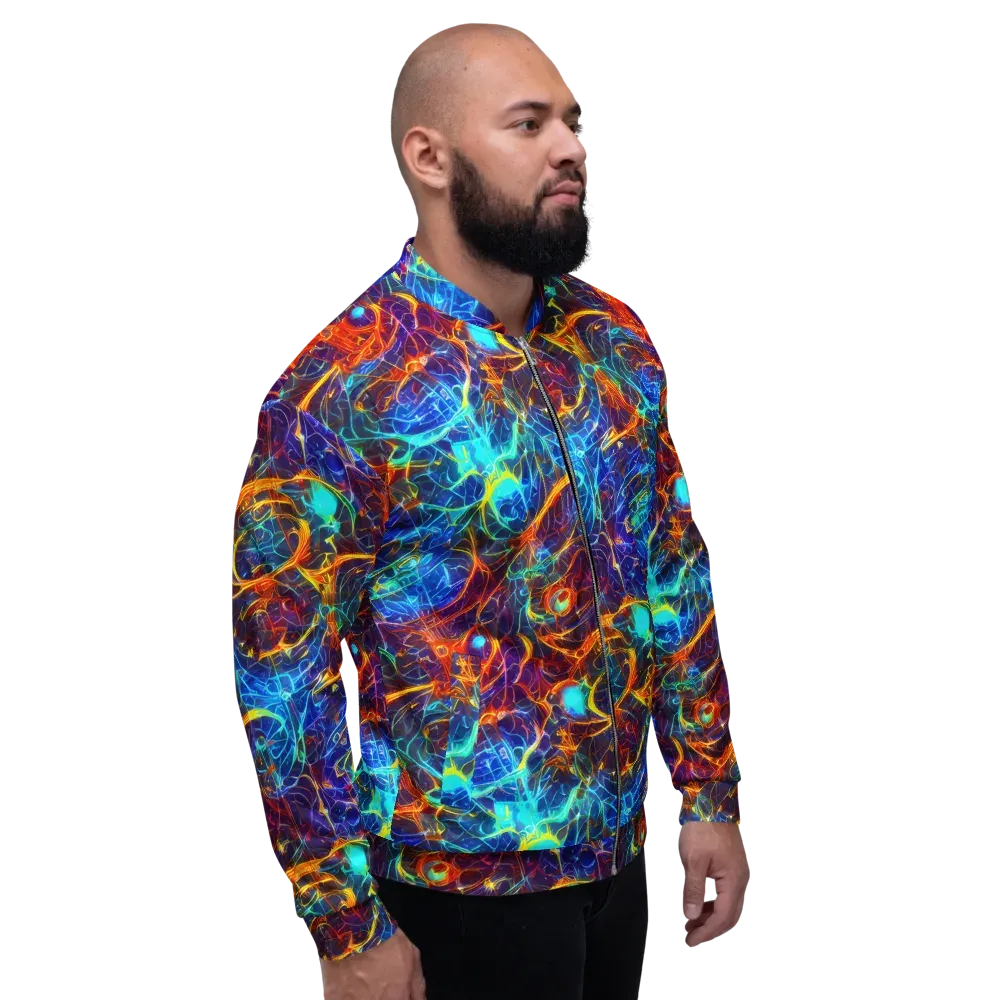 Blue Fire Matrix on Bomber Jacket — Right