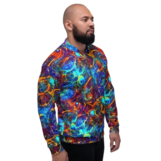 Blue Fire Matrix on a Bomber Jacket