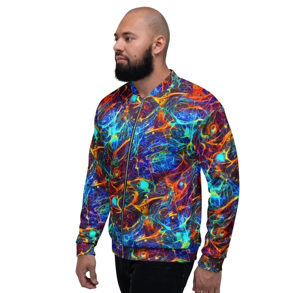 Blue Fire Matrix on Bomber Jacket — Left