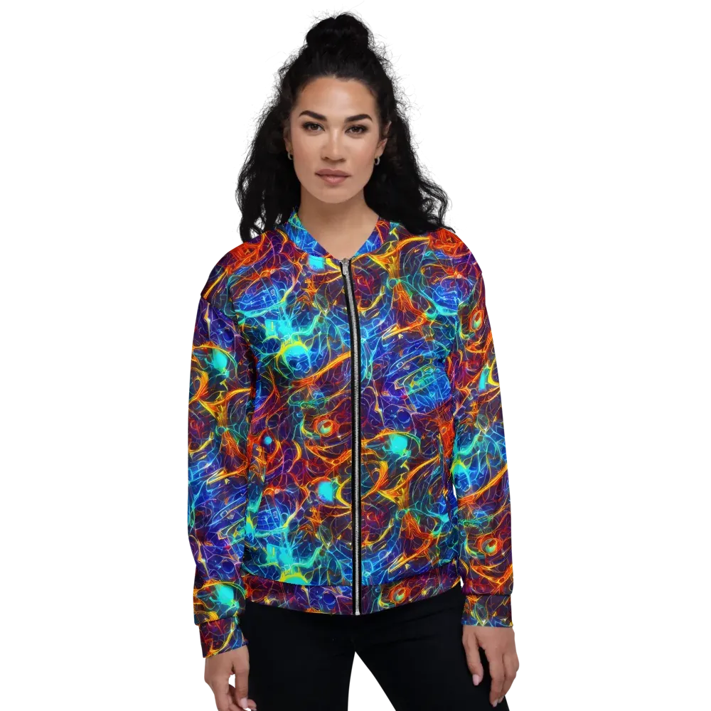 Blue Fire Matrix on Bomber Jacket — Front