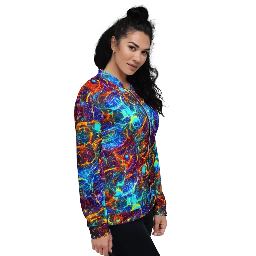 Blue Fire Matrix on Bomber Jacket — Right