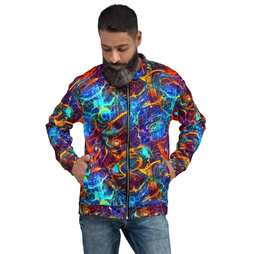 Blue Fire Matrix on Bomber Jacket — Front