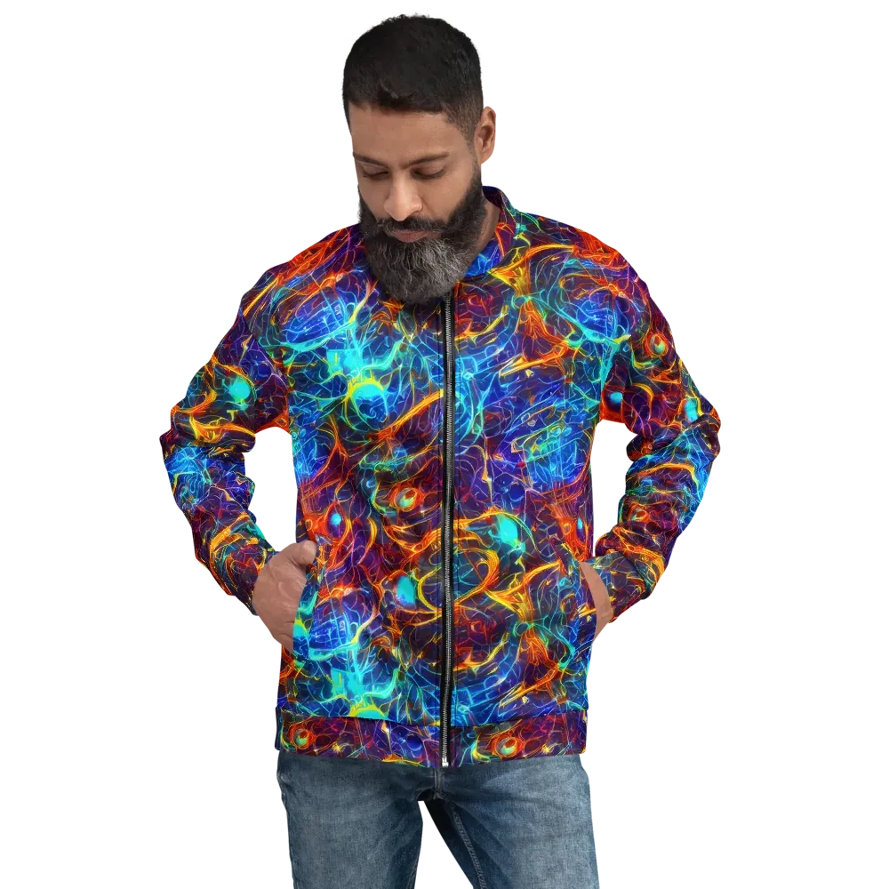 Blue Fire Matrix on Bomber Jacket — Front