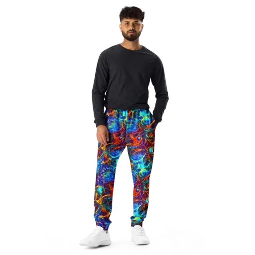Blue Fire Matrix on a Men's Joggers