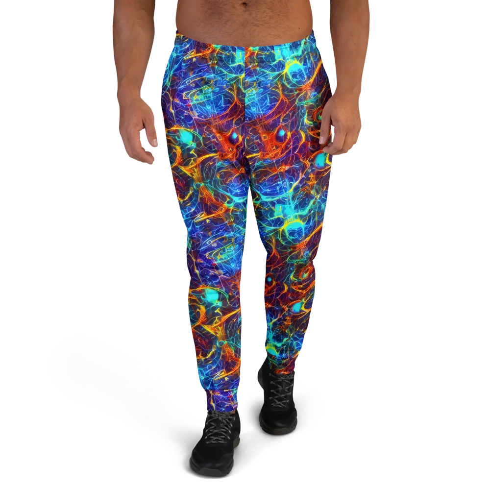Blue Fire Matrix on Men's Joggers — Front