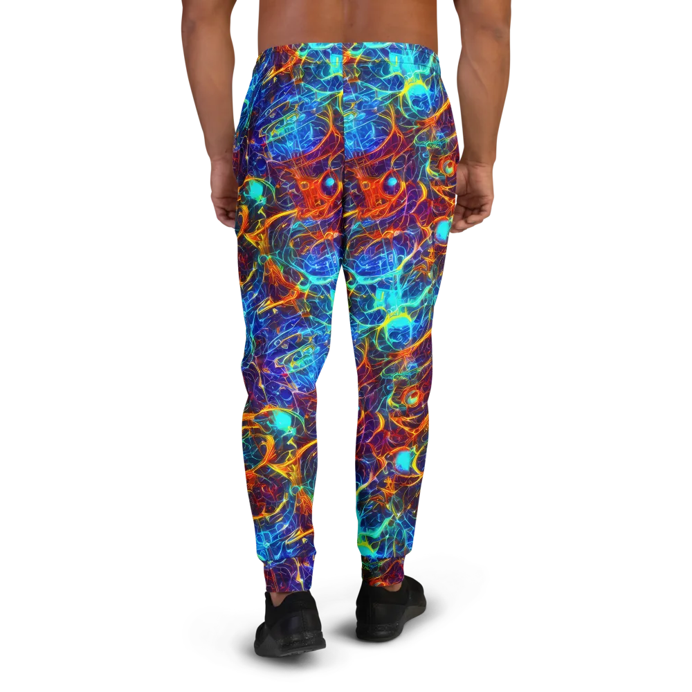 Blue Fire Matrix on Men's Joggers — Back