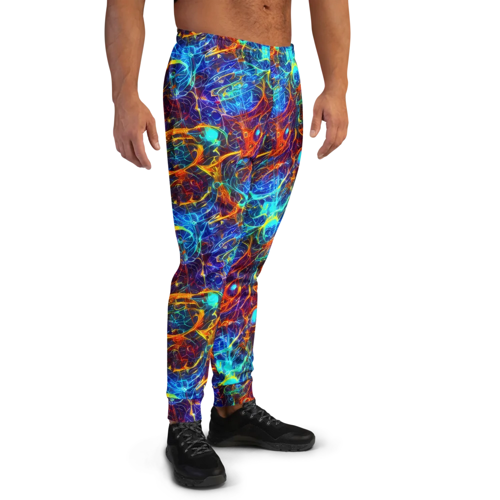Blue Fire Matrix on Men's Joggers — Right