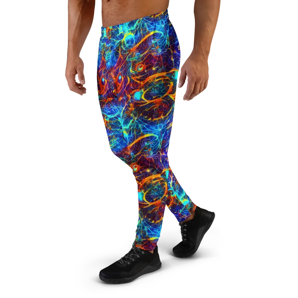 Blue Fire Matrix on Men's Joggers — Left
