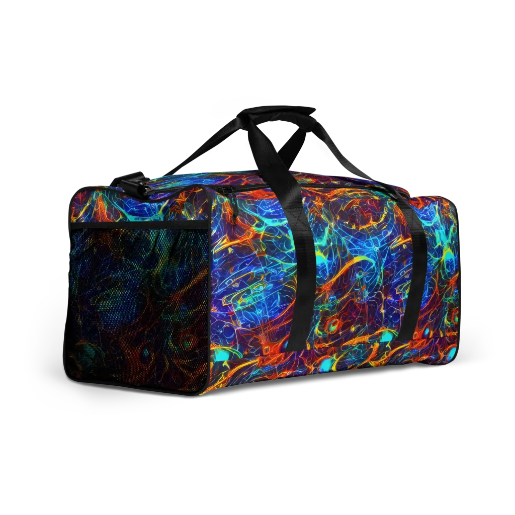Blue Fire Matrix on Duffle Bag — Right Front